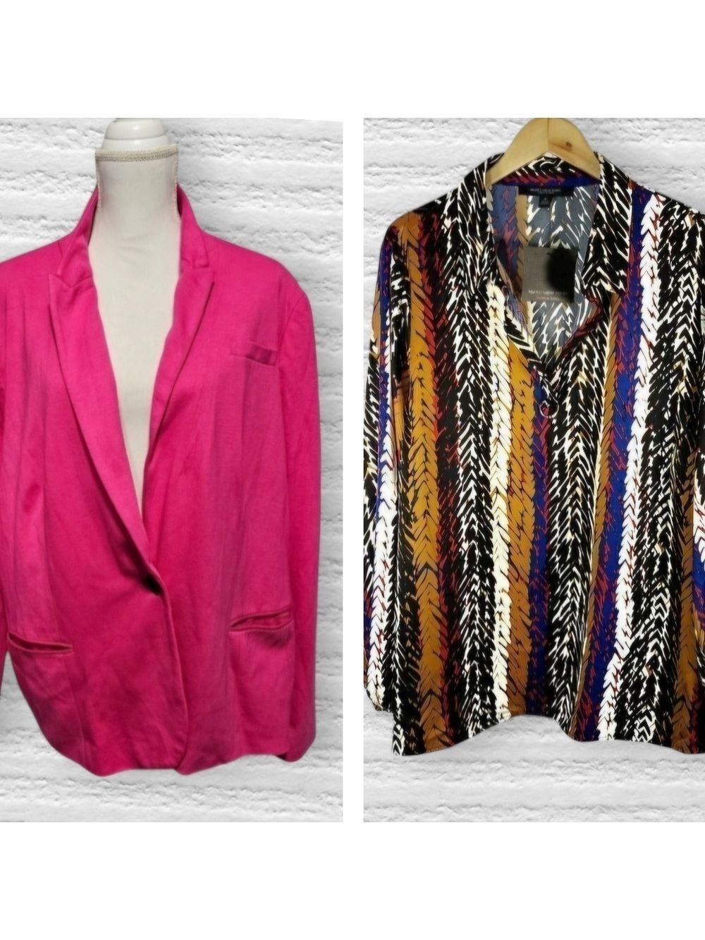 Bundle Of 2 Size 3X JCP Pink Blazer And Marc New York Multicolor Blouse